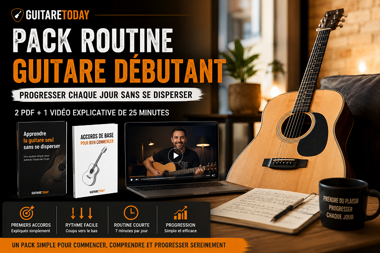 Pack Routine Guitare Débutant : commencez simplement, sans vous disperser